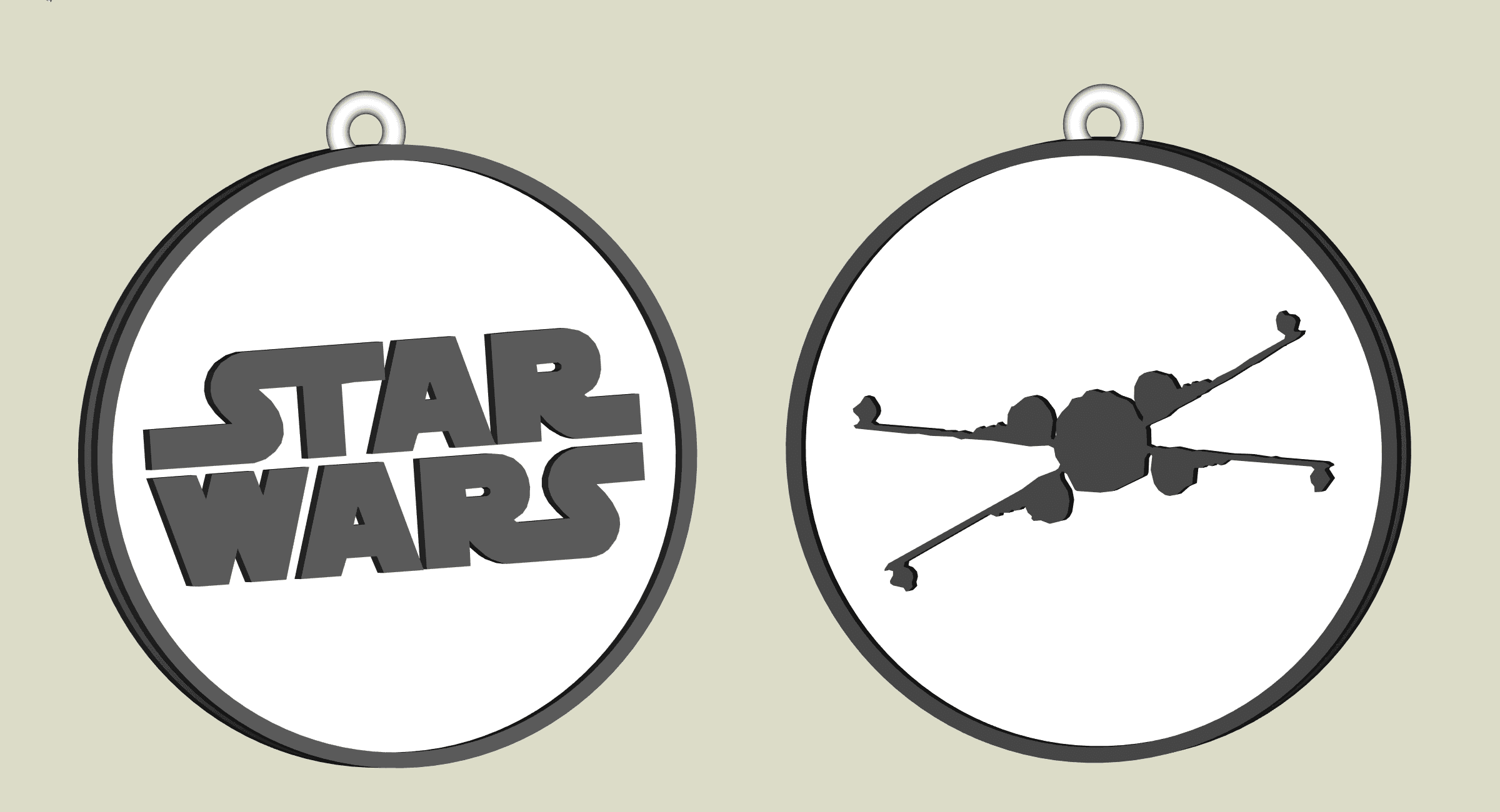 Star Wars X-Wing key chain, earring, dogtag, jewlery 3d model