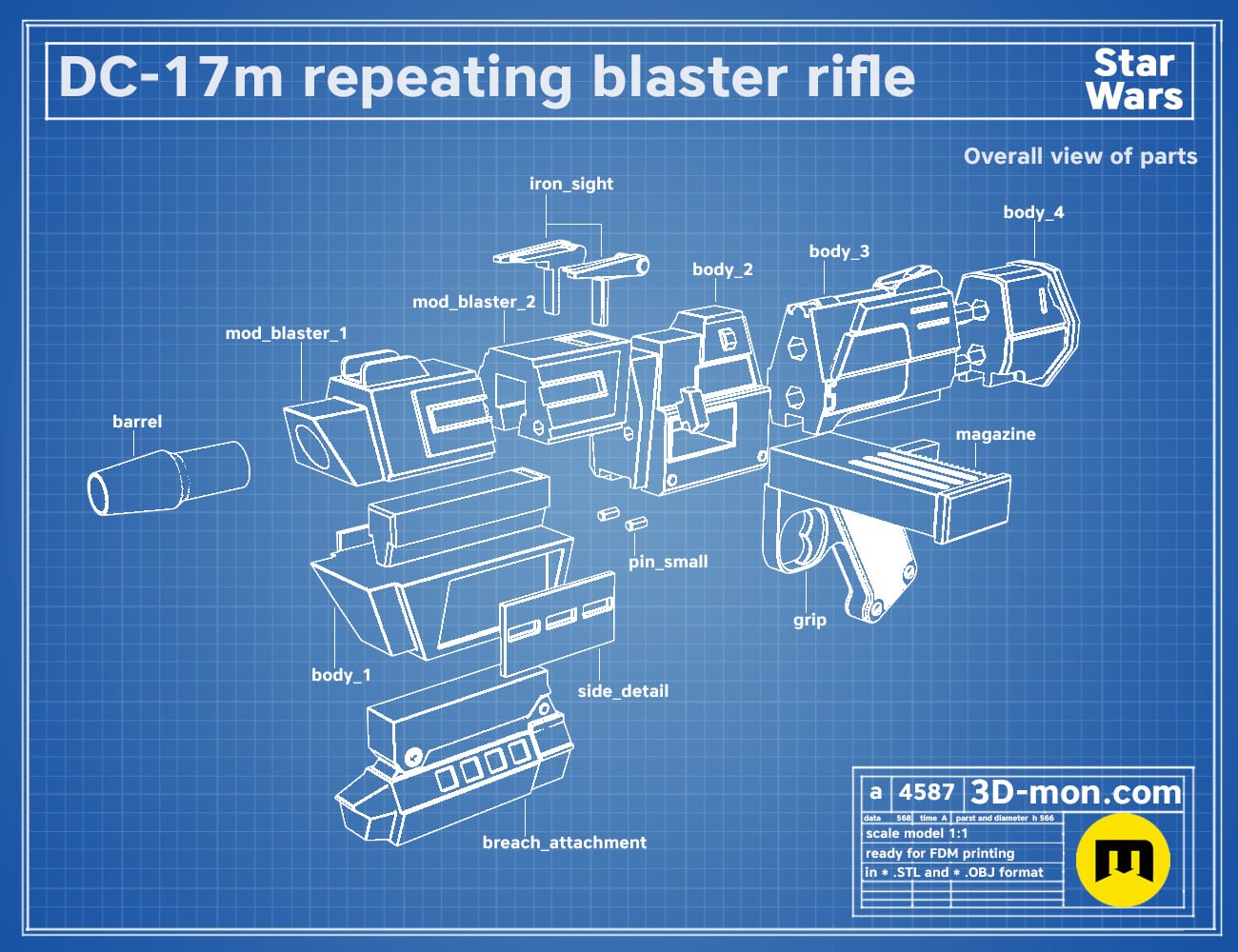 DC-17m Repeating Blaster Rifle 3d model