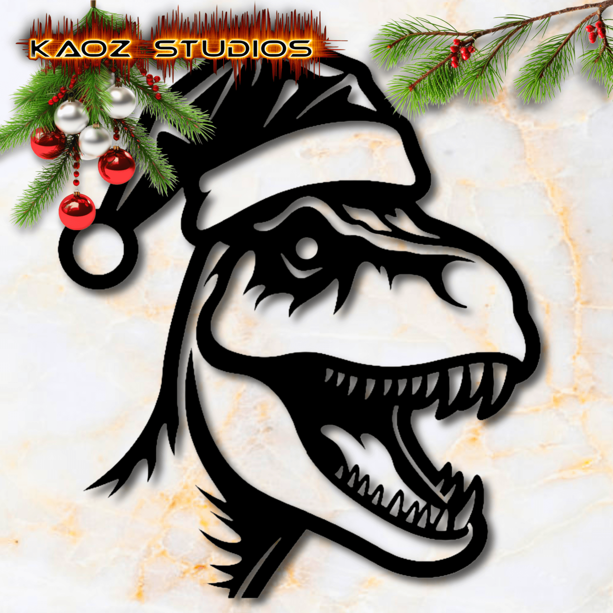 dinosaur wall art christmas wall decor funny dino wearing santa hat 3d model