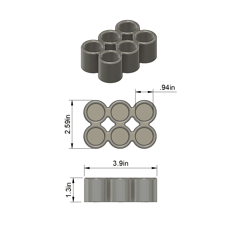 Insulin Vial Caddy Organizer — 6 Vial 3x2 STL File 3d model