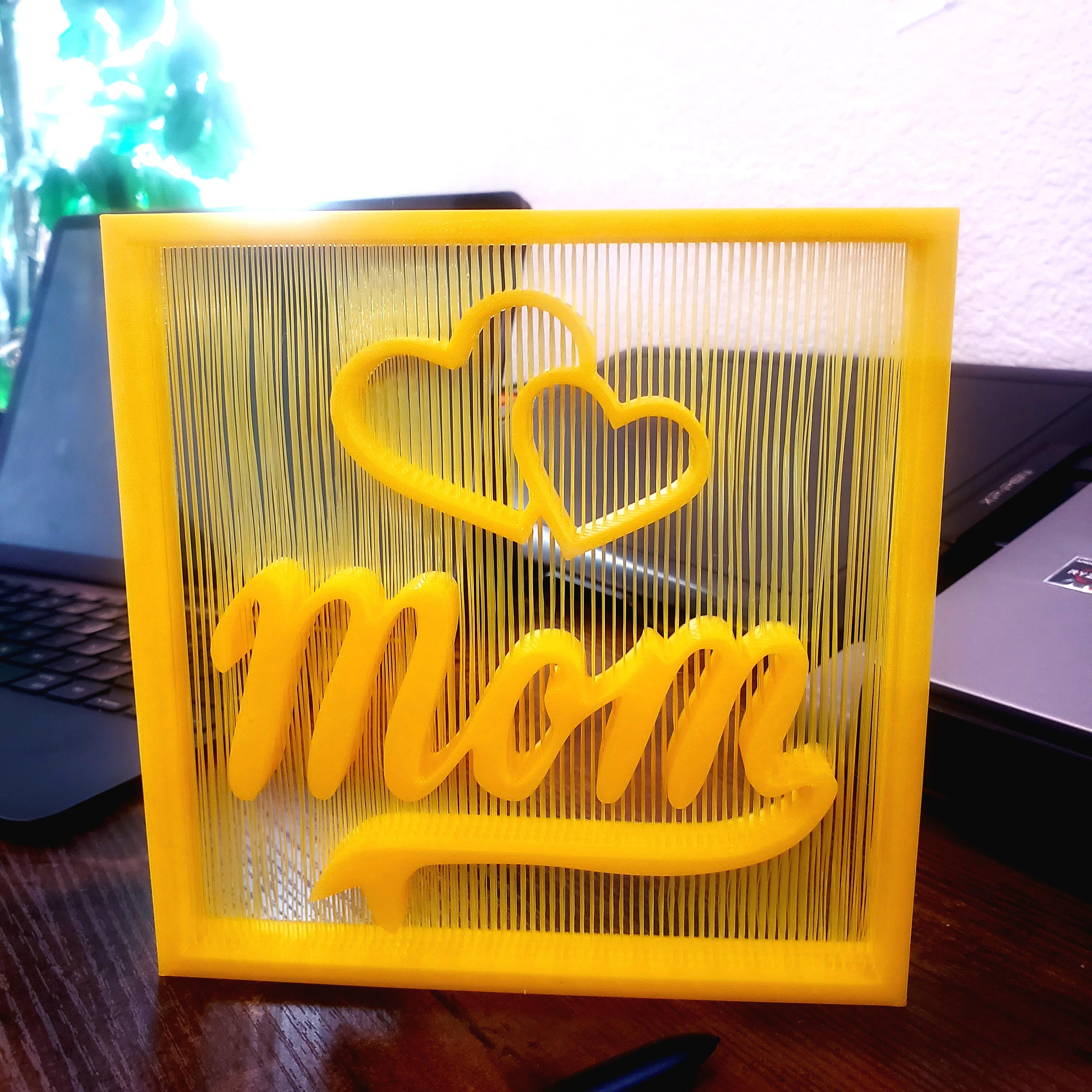 Happy Mothers Day String Art Mom floating Hearts desktop decoration figurine 3d model
