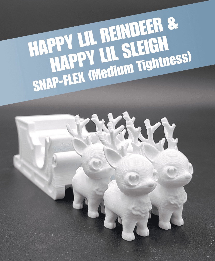 Happy Lil Reindeer & Sleigh - Articulated Snap-Flex Fidget (Medium Tightness Joints) 3d model