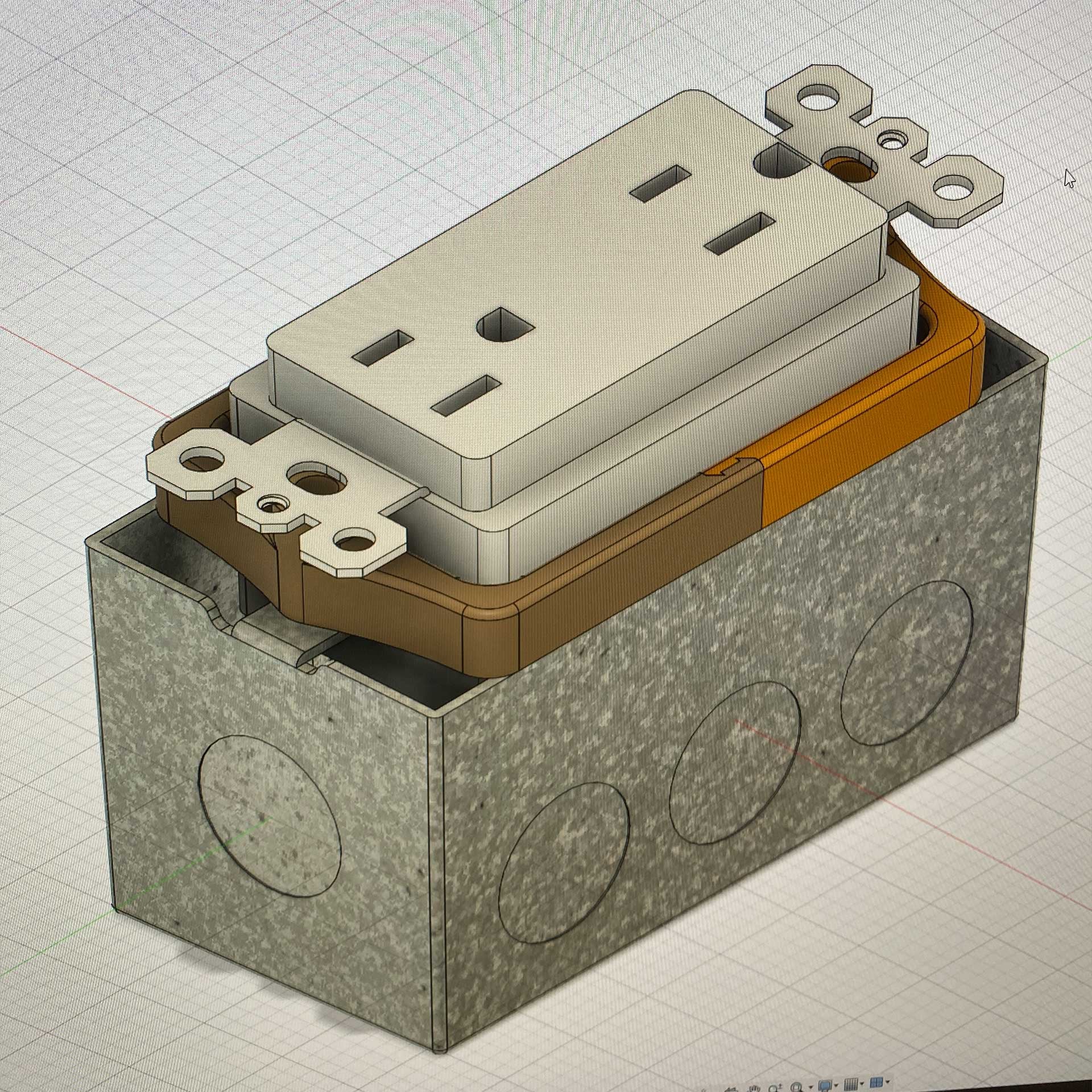 Outlet Spacer - 2pc for Easy Install - 3D Model Demonstrating Outlet Spacer Concept. - 3d model