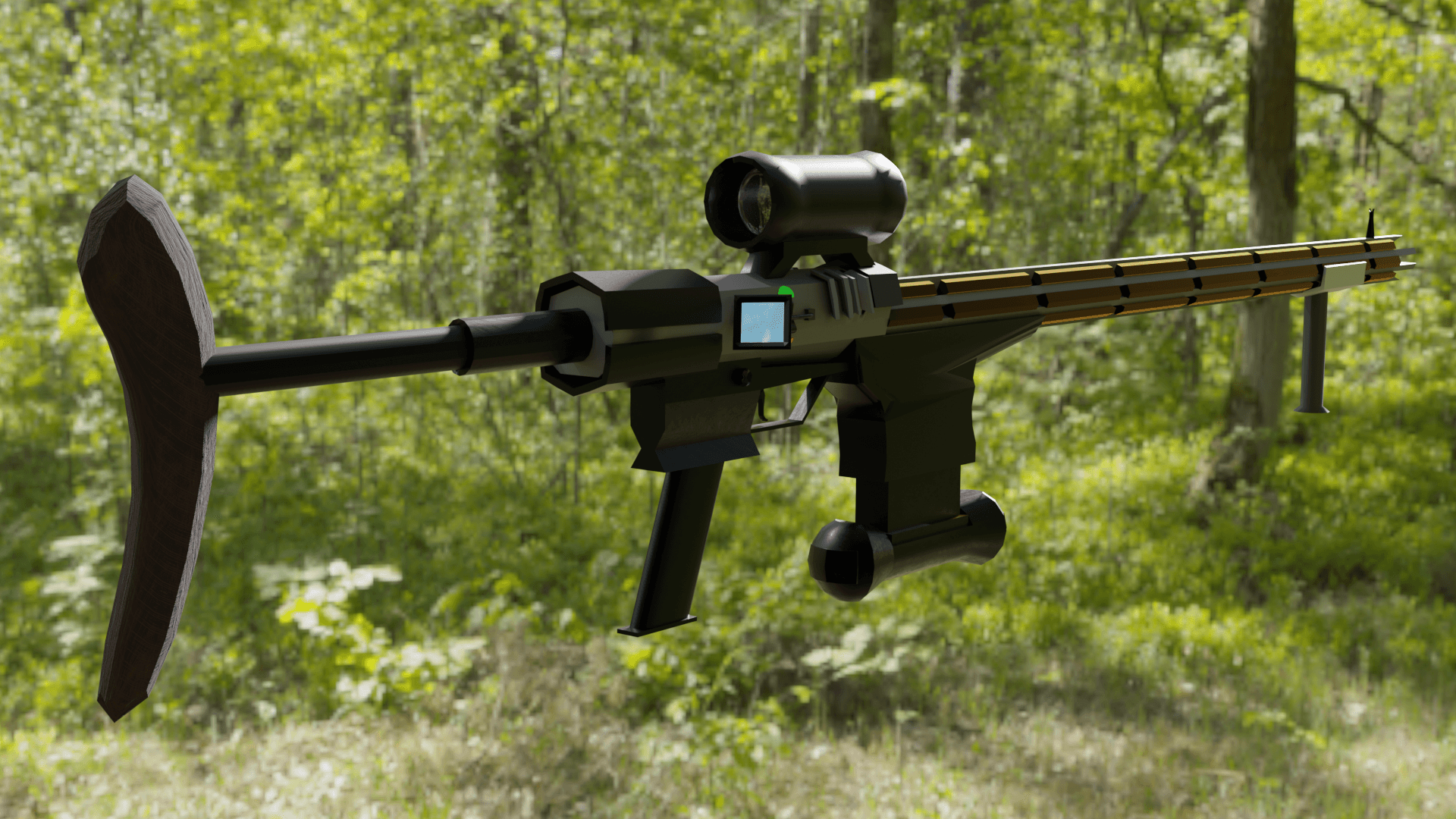 medium rail gun style sniper rifle for printing or game asset 3d model