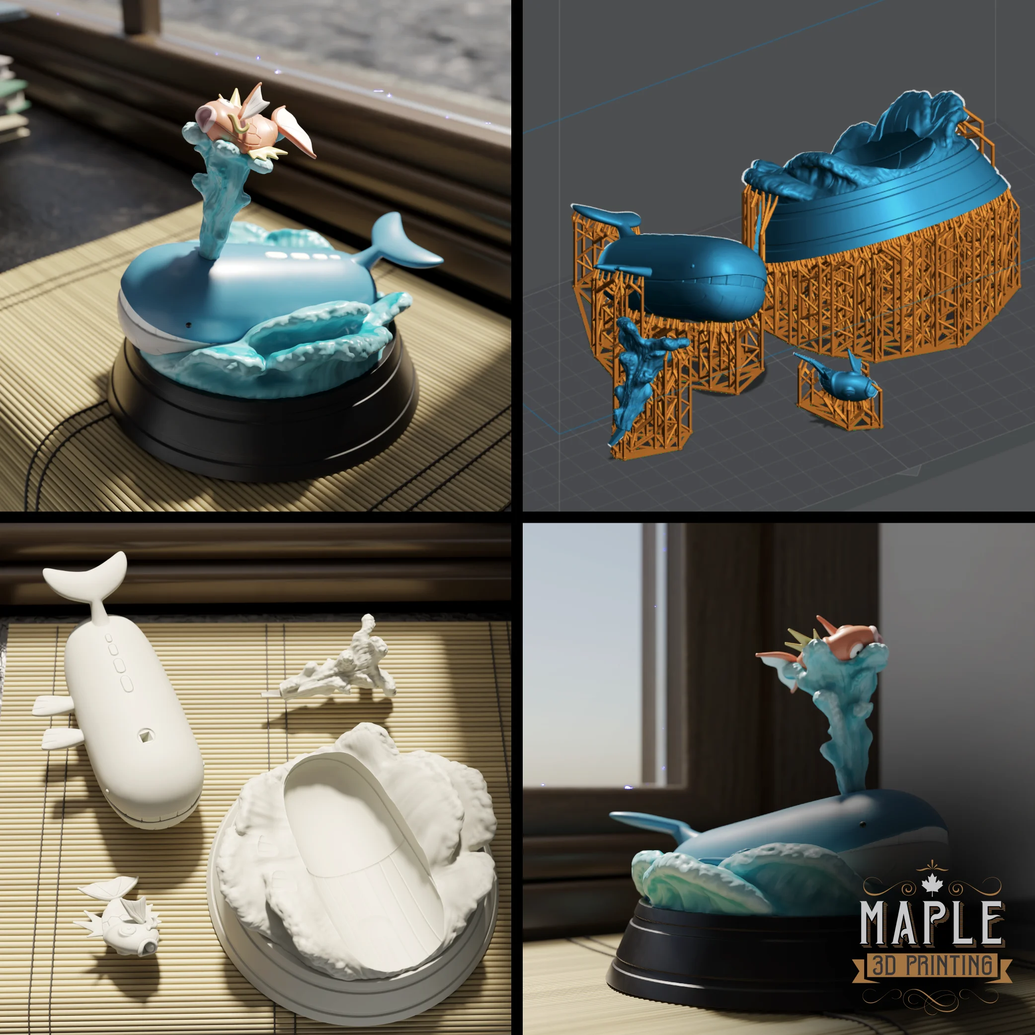 Magikarp & Wailord Team Up Diorama 3d model