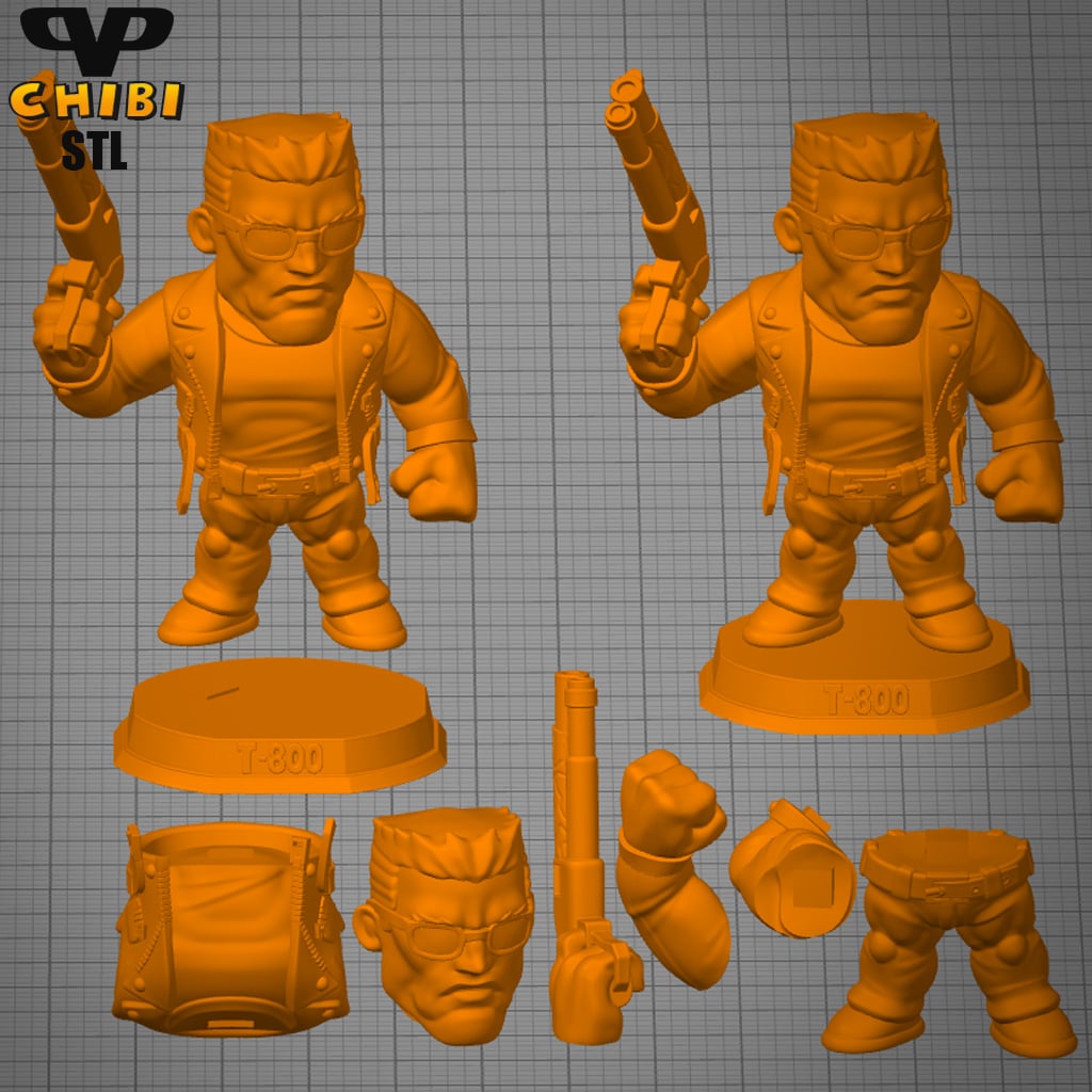 T800 Terminator Chibi STL for 3D Printing ChibiSTL 3DXM 3d model