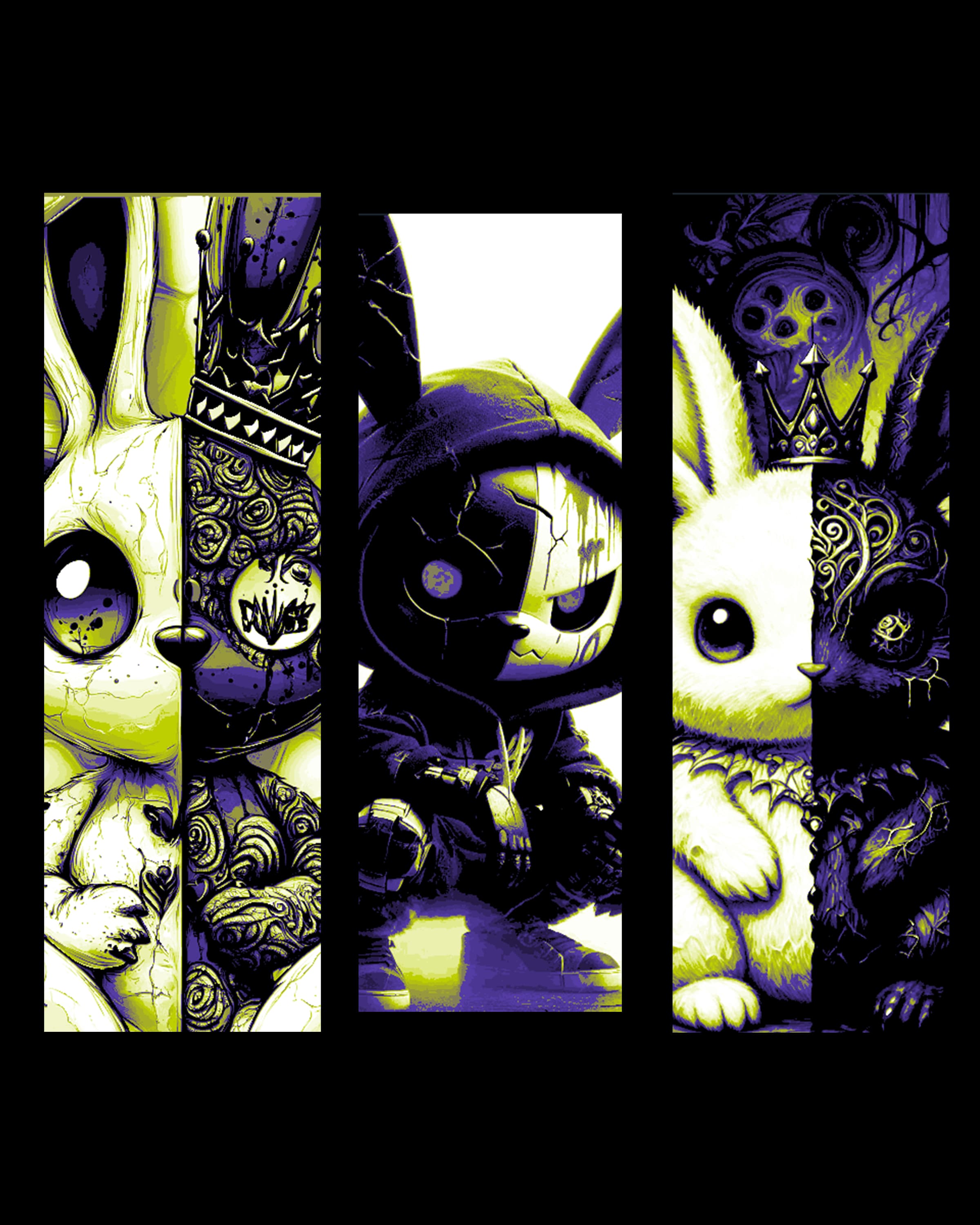 Half good and half bad - half light and half dark - Rabbit splits the difference - Set of bookmarks 3d model