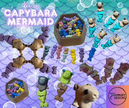 Flexi Capybara Mermaid-- No AMS needed, perfect for minis!! 3d model