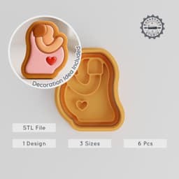 Pregnant Mom Cookie Cutter & Stamp, Maternity Design, 3 Size Set, Expecting Mother, Fondant Decor, Baby Shower Baking Tool PRODUCT_1405 3d model