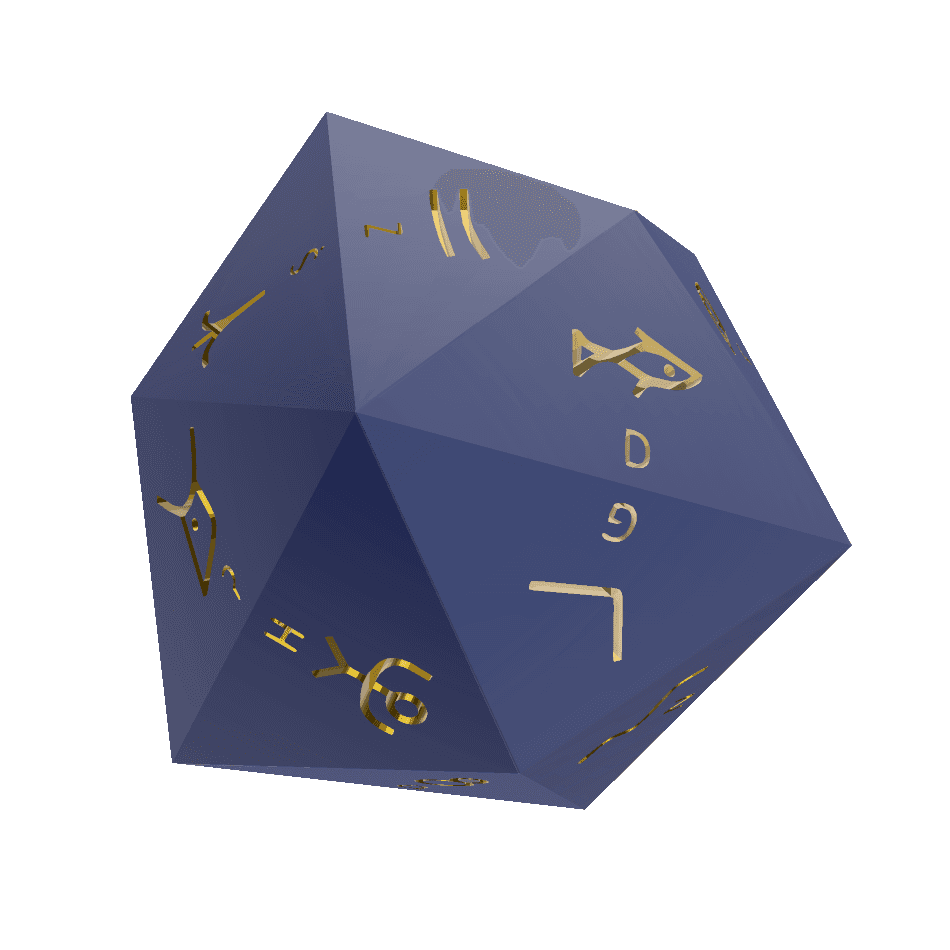Proto-Canaanite Alphabet d24 Polyhedral Die 3d model