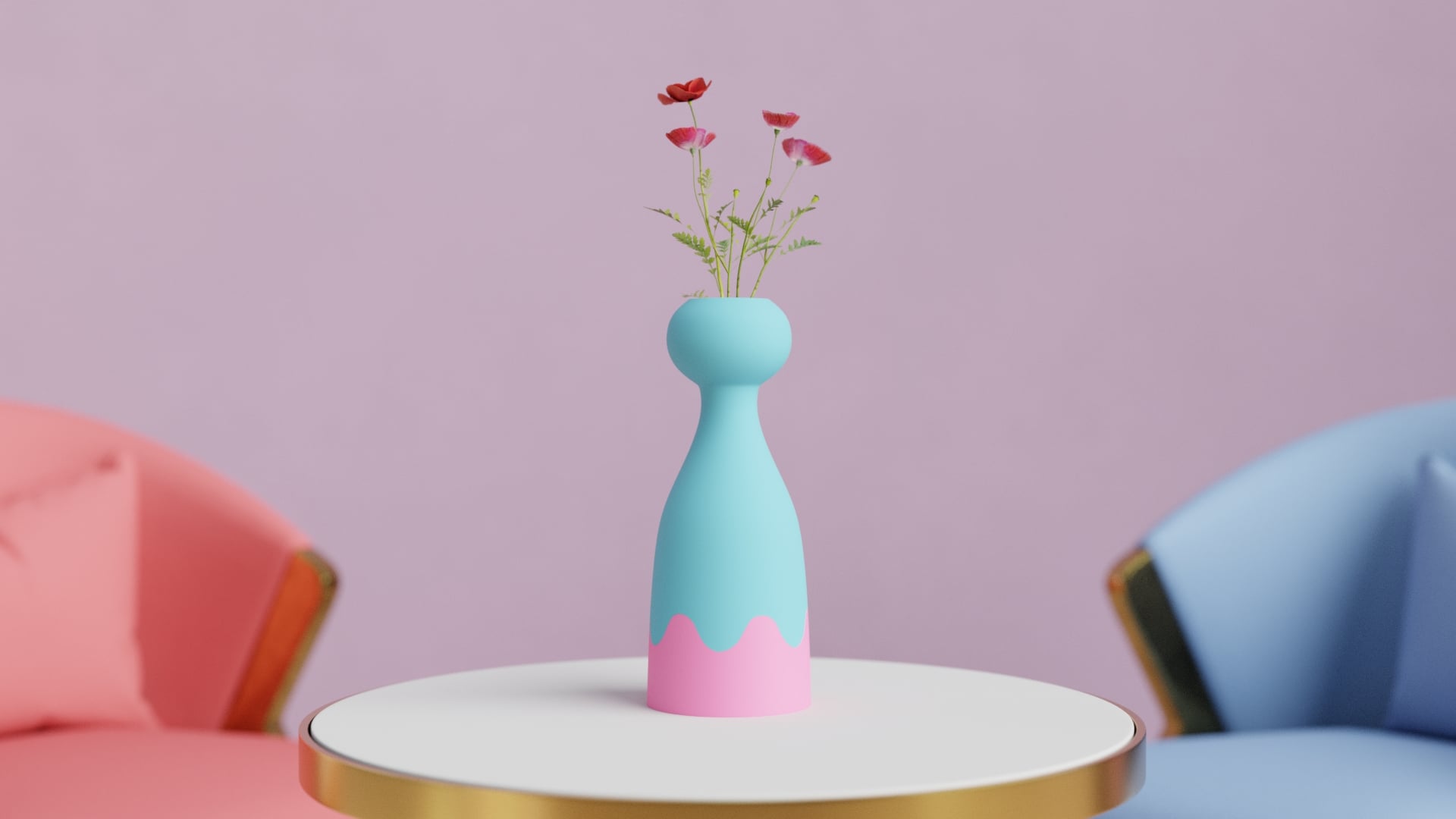 Drip Vase - Modern Art Decor with Bold Color Contrast 3d model