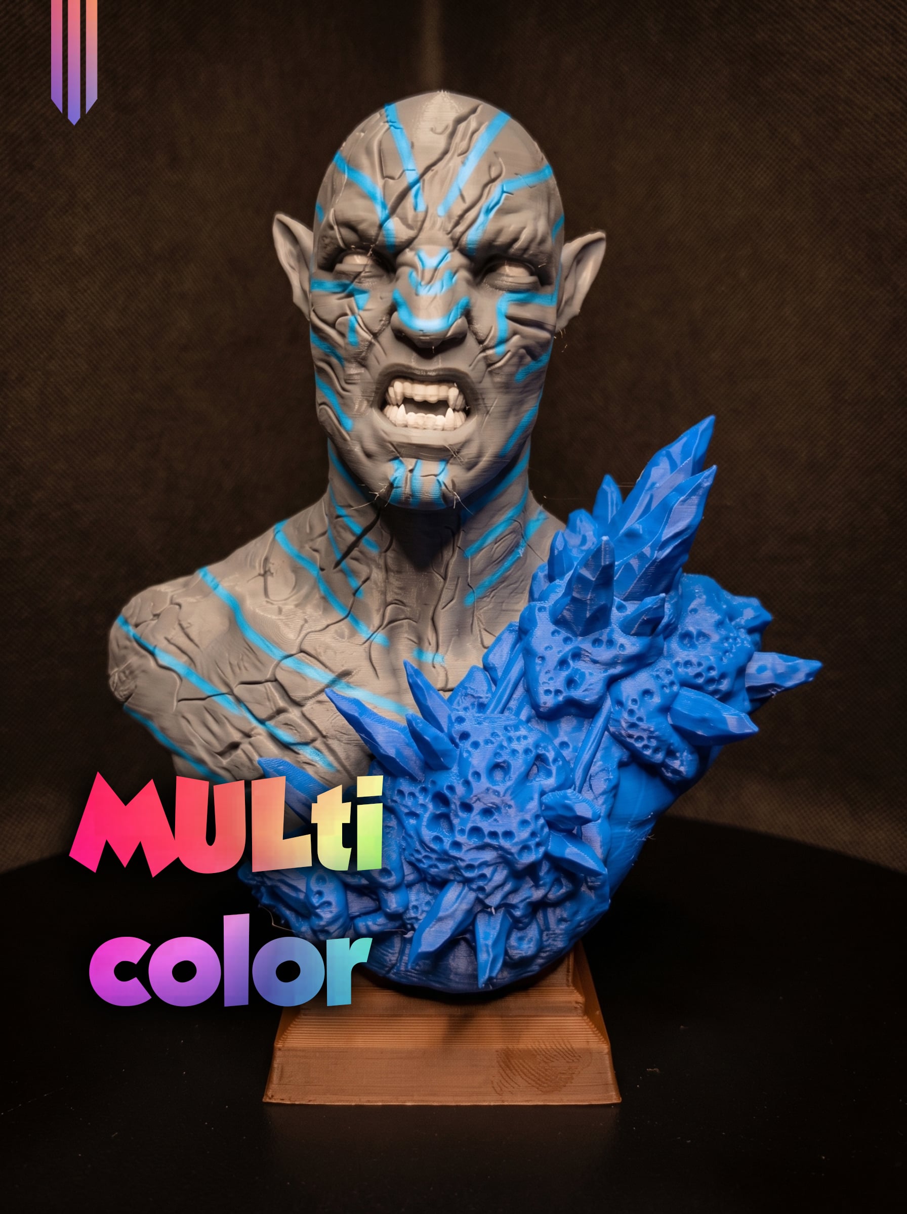 Crystal Alien Bust 3MF | SciFi Multi-Color | Glowing Veins 3d model