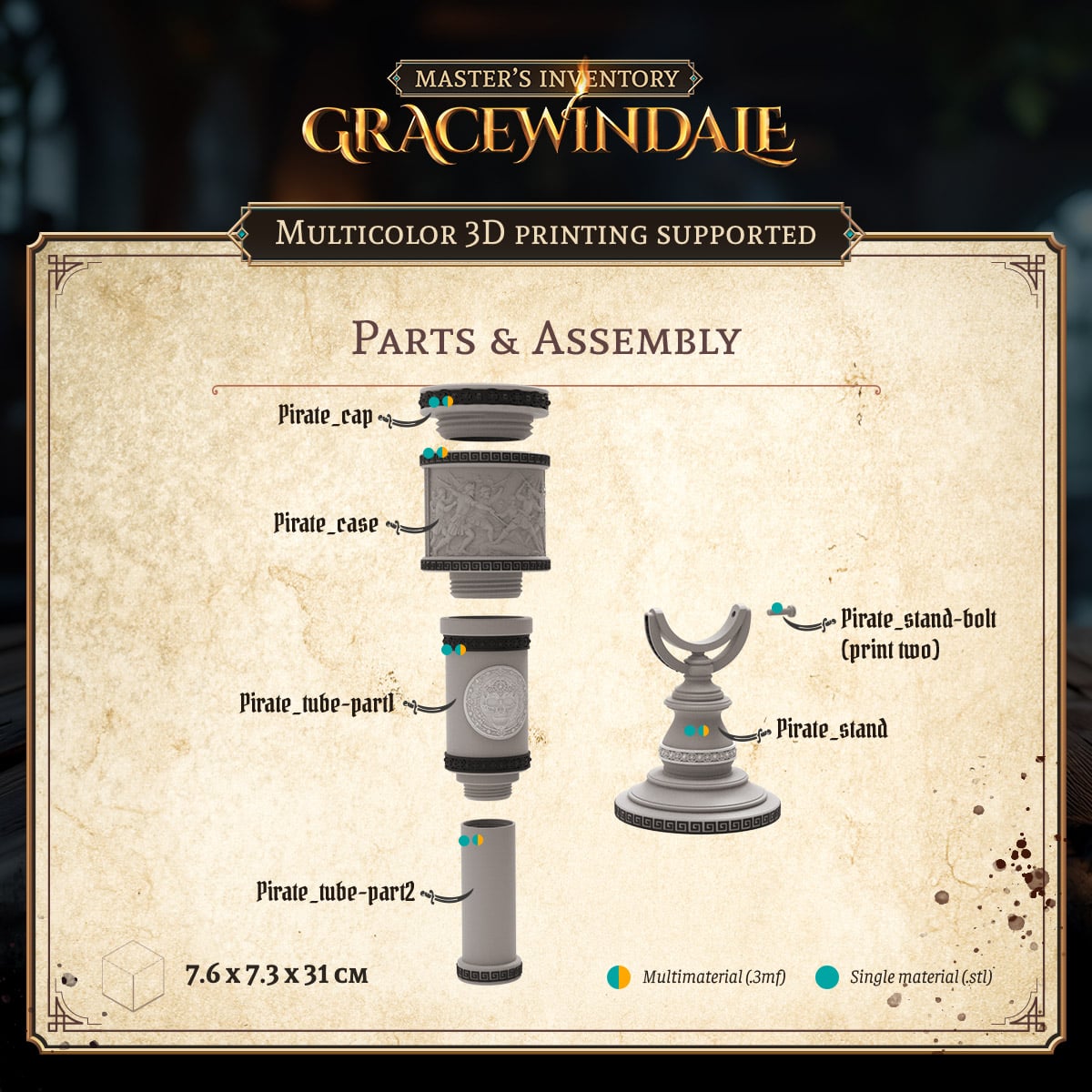 Pirate's Scroll Holder 3d model