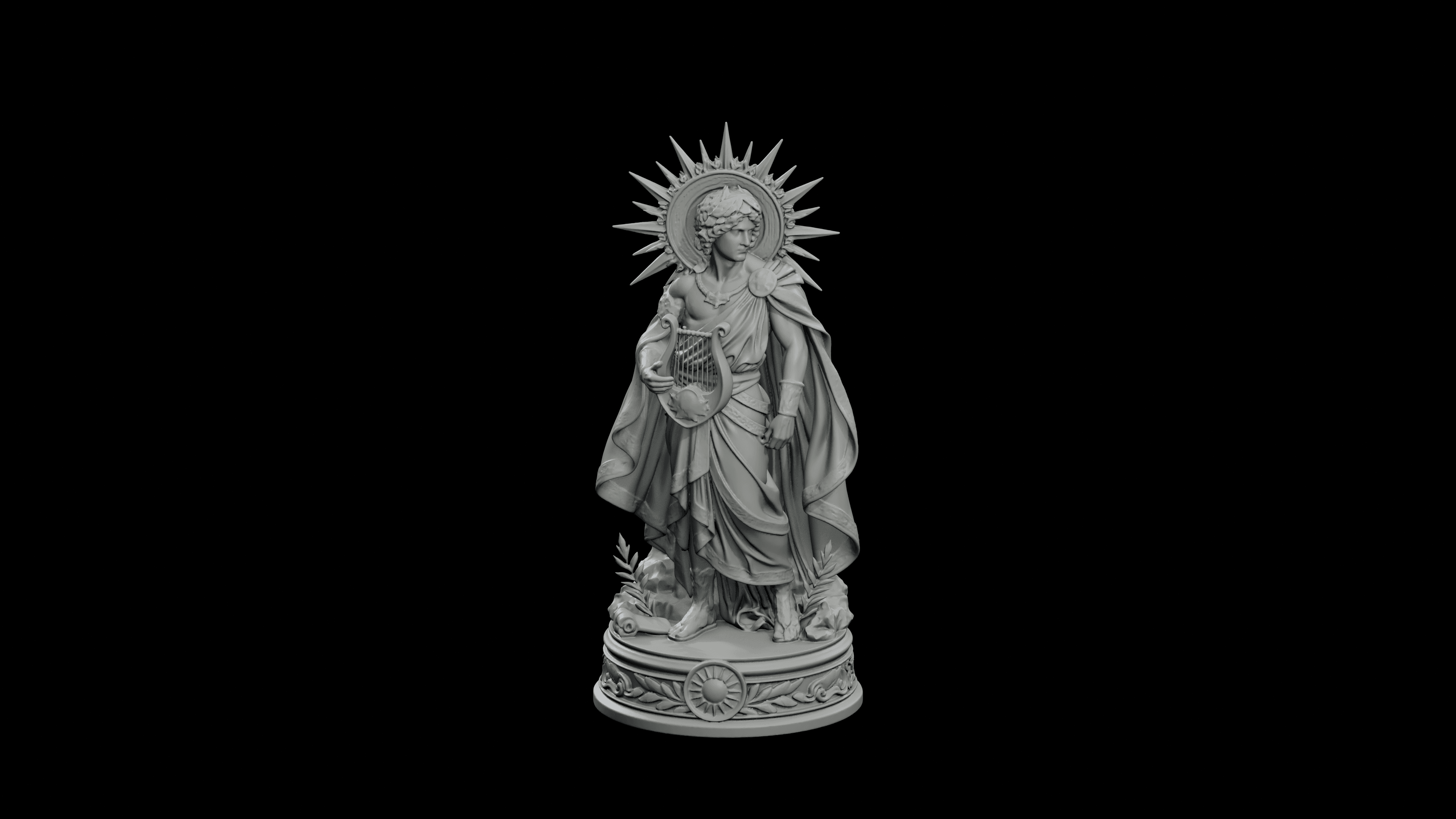 Apollo Sun Lyre Oracle STL - Printable Olympian Sun God Statue 3d model