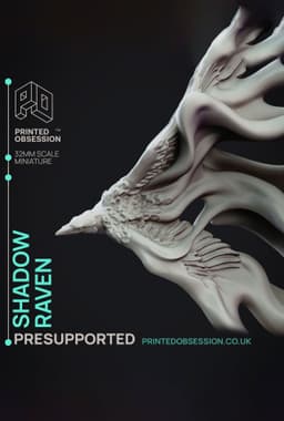 Shadow Raven - Elemental Familars - PRESUPPORTED - Illustrated and Stats - 32mm scale 3d model