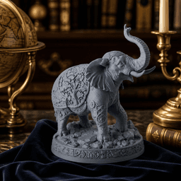 Regal Elephant Sculpture - Ornate Figurine Decor 3d model