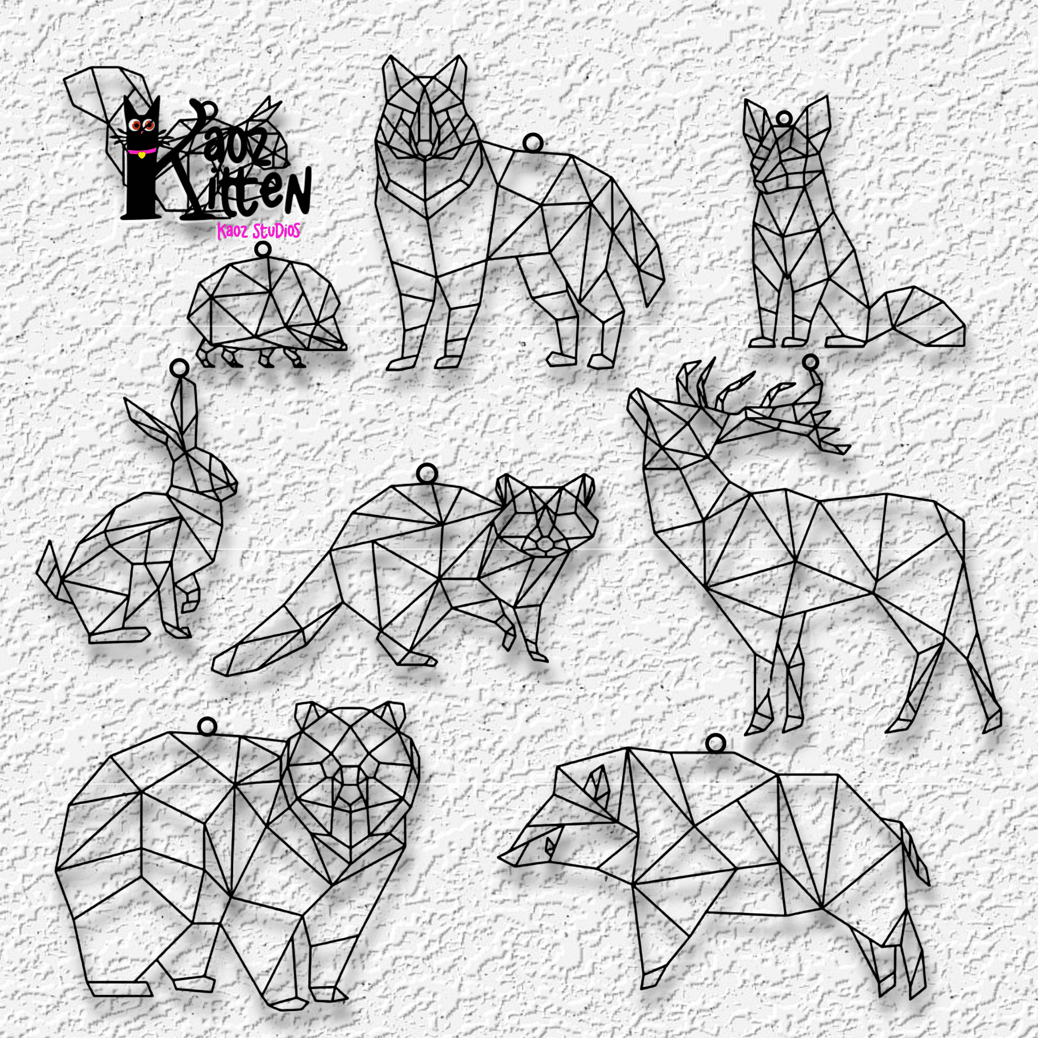 Pack of 9 mountain animal charms 3d model