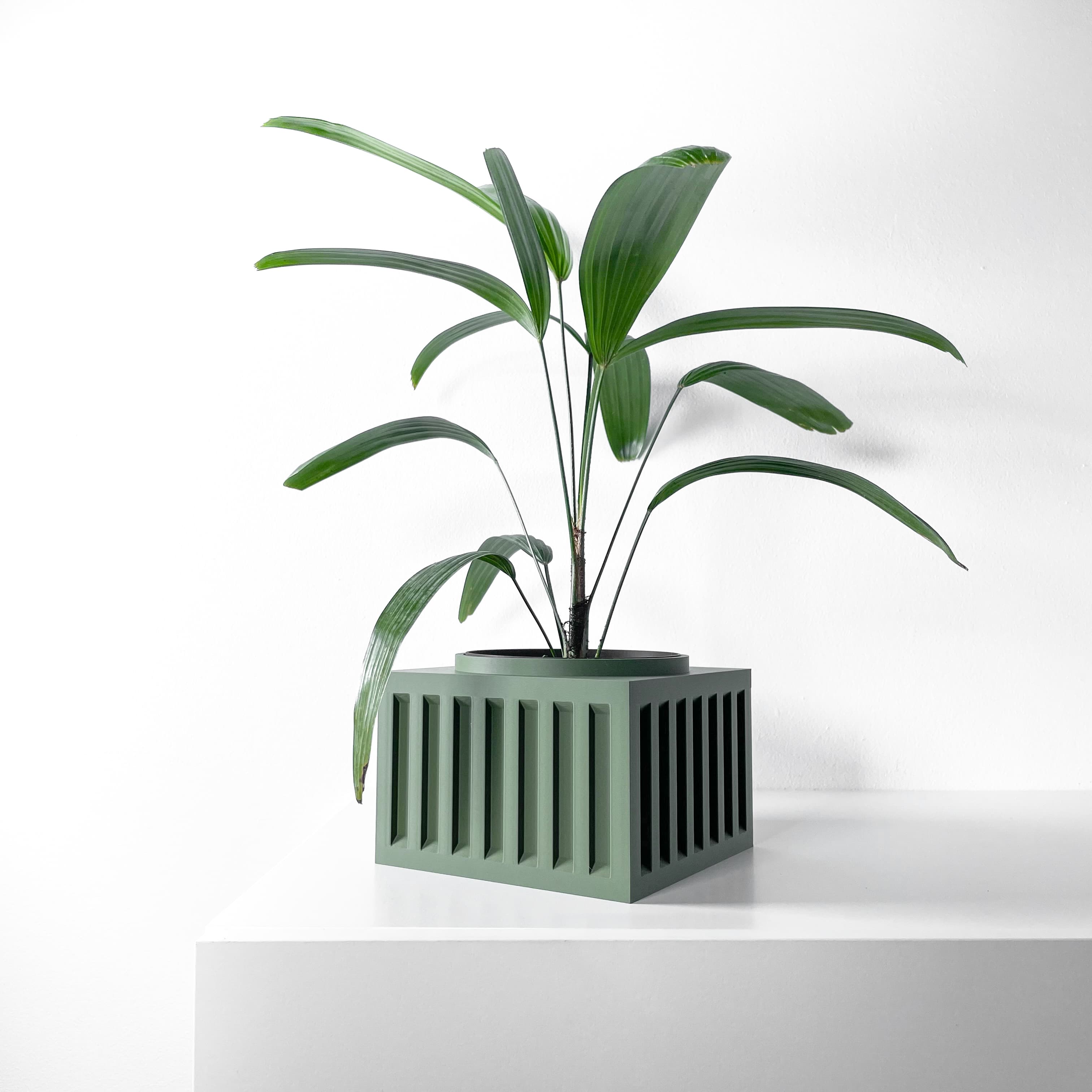 The Larix Planter Pot with Drainage Tray & Stand Included | Modern and Unique Home Decor 3d model