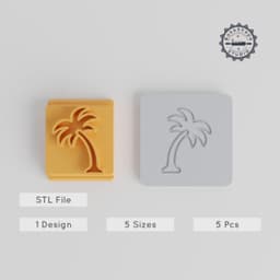 Palm Tree Stamp Tile Set, 5 Sizes (20-40mm), Perfect for Clay, Cookies & Fondant, Tropical Baking and Crafting Tool Collection PRODUCT_1600 3d model