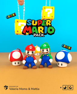 Super Mario Mushroom Clickers / Keychain, Fan-Art 3d model