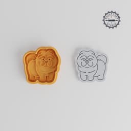 Chow Chow Shape Cutter & Stamp Set, Fluffy Dog Cookie & Fondant Decor, 3 Sizes (S/M/L), Chinese Canine Pedigree Design PRODUCT_5332 3d model