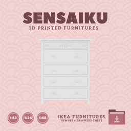 Miniature Replica HEMNES 6 Drawers Chest for Miniature Dollhouse - IKEA (1:12,24,48) 3d model