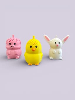Spring Fidget Toys: Bunny, Chick, and Piglet | 3D Printed Desk Hand Toy 3d model