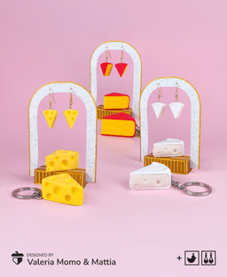 Mini Cheese Collection (Keychain & Earrings) 3d model