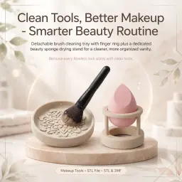 Makeup Brush Cleaner and Makeup Sponge Holder, Makeup Brush Cleaner Ring, Detachable Brush Cleaning 3d model