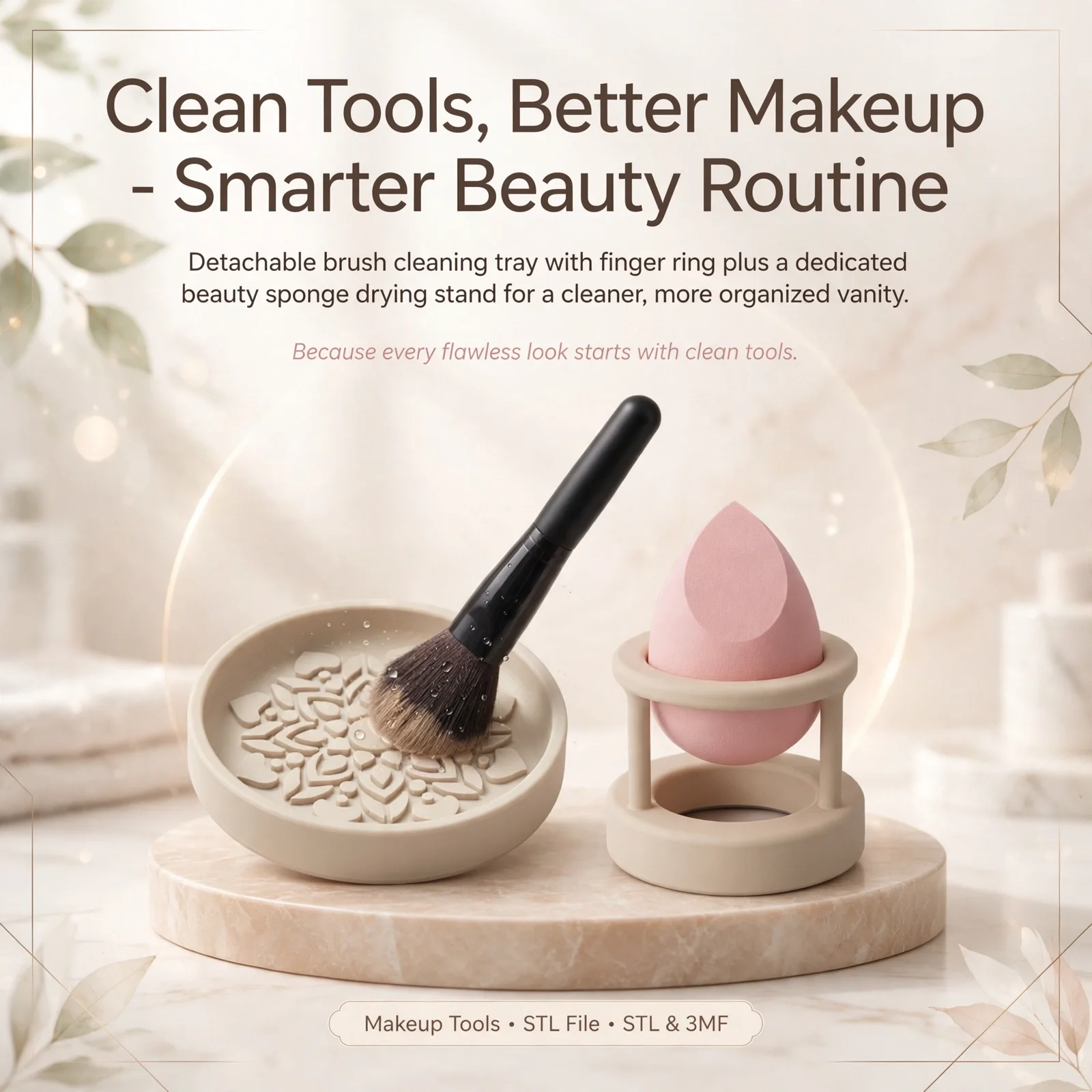 Makeup Brush Cleaner and Makeup Sponge Holder, Makeup Brush Cleaner Ring, Detachable Brush Cleaning 3d model