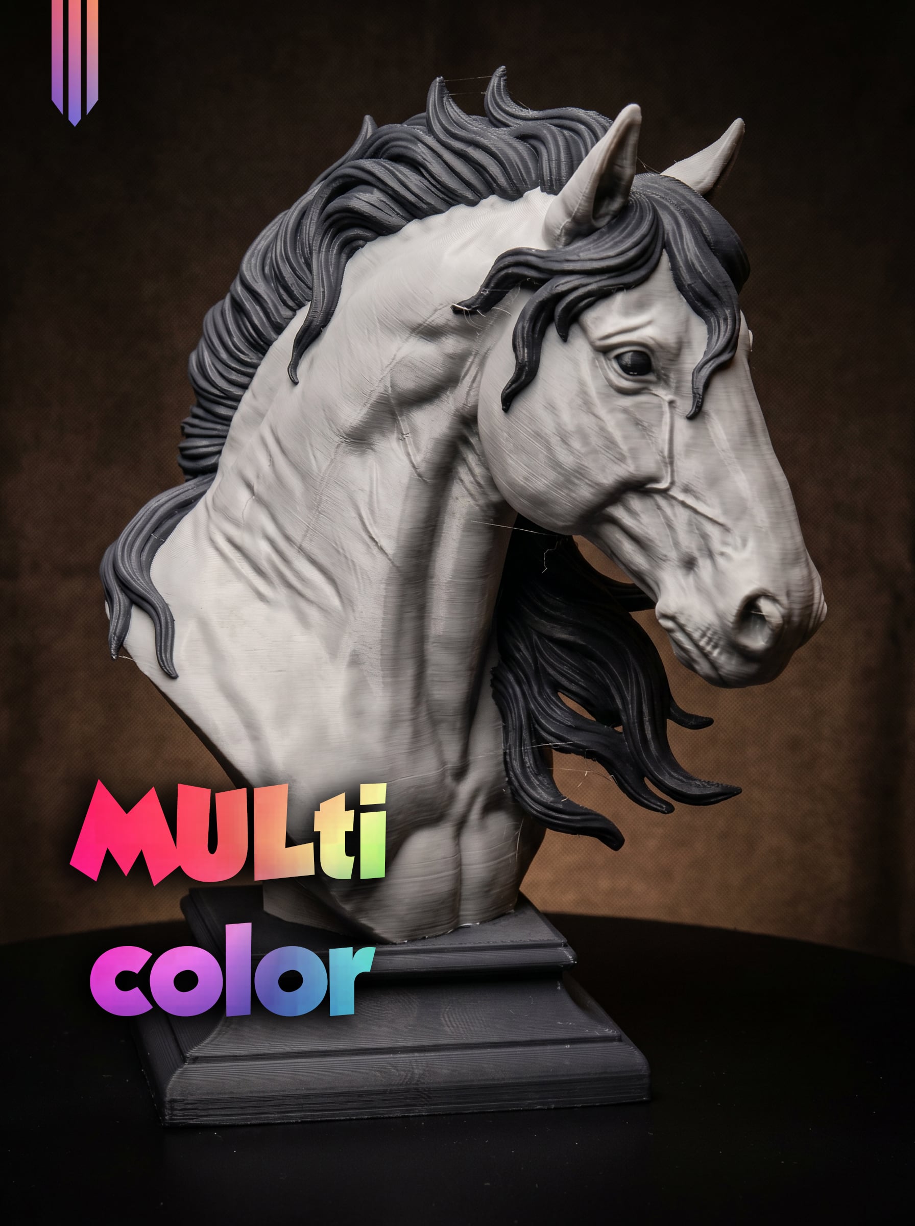 Horse Bust 3MF | Fantasy Multi-Color | Mane Detail 3d model