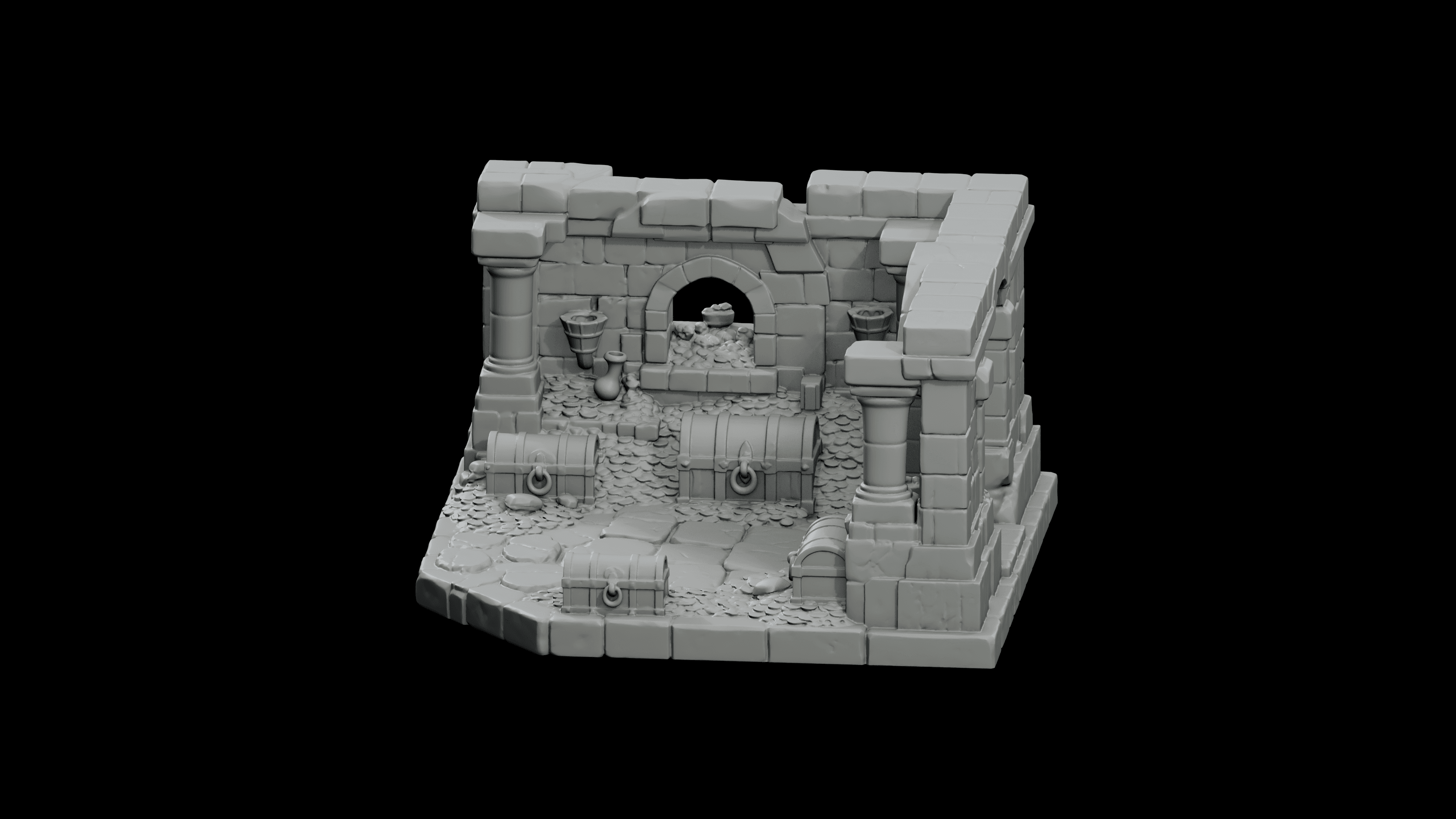 Dungeon Treasure Vault STL - Printable D&D Tabletop Terrain 3d model