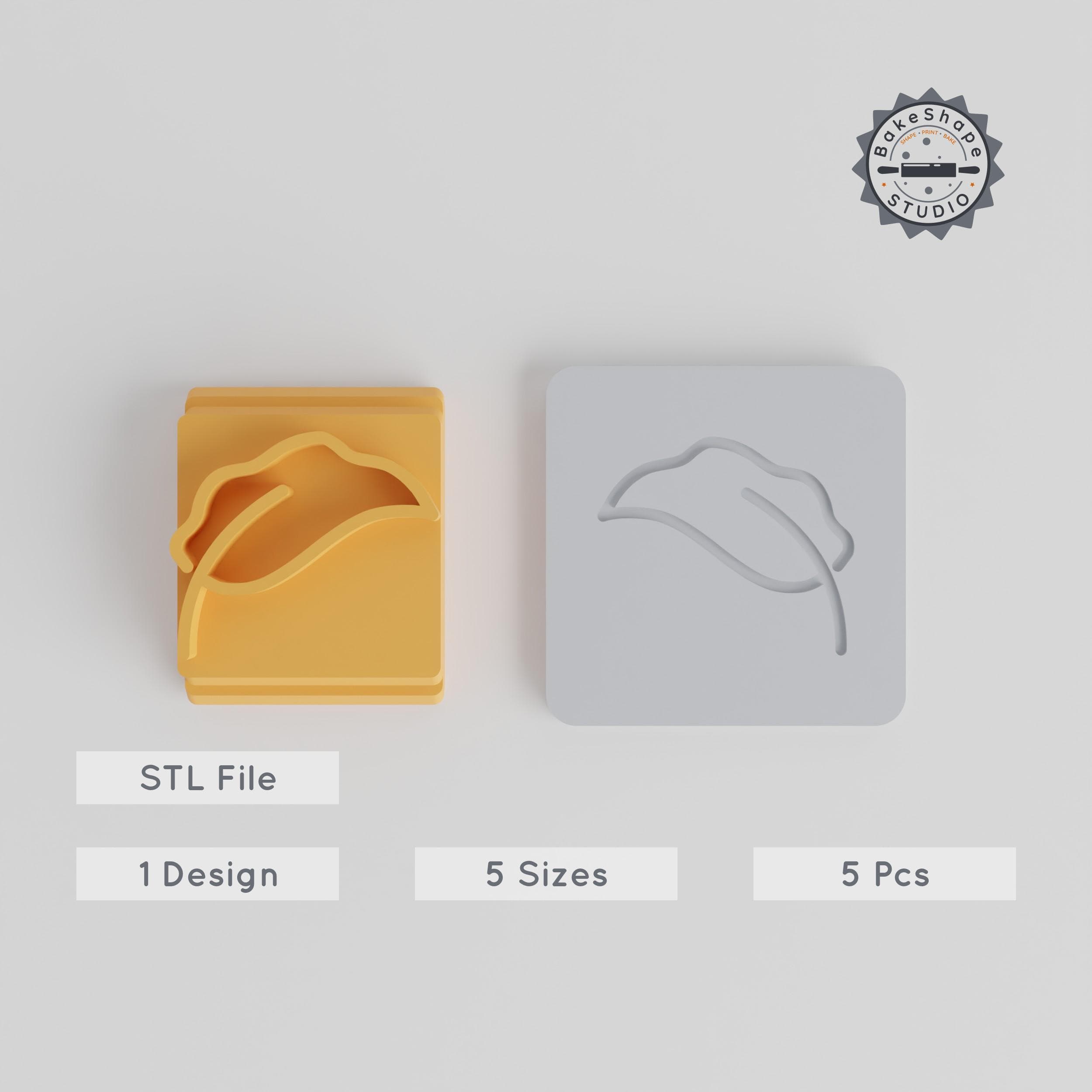 Leaf Stamp Tile Set, 5 Sizes Motif 20-40mm, Ideal for Clay, Cookie & Fondant, Botanical Nature Design PRODUCT_5008 3d model
