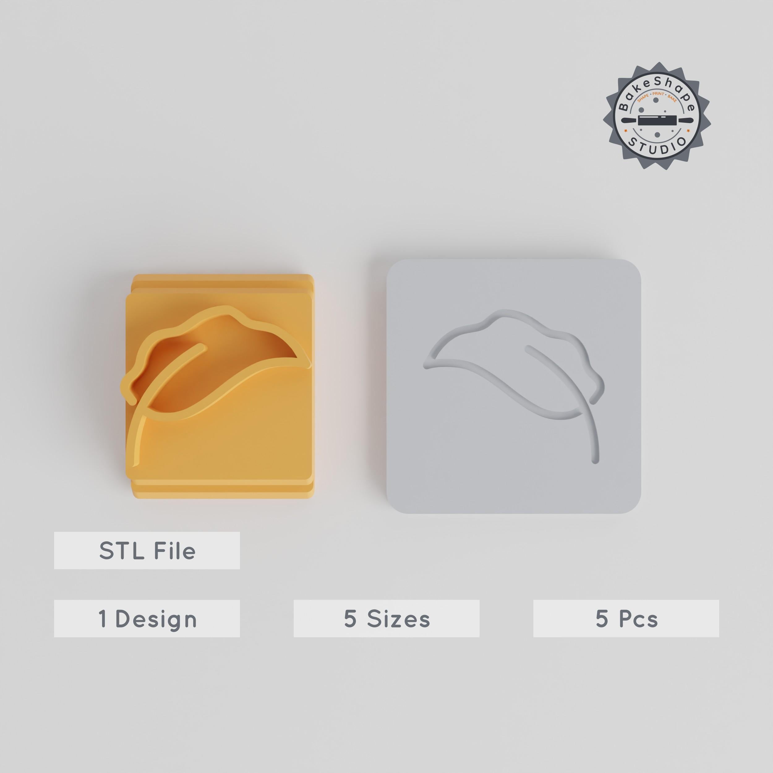 Leaf Stamp Tile Set, 5 Sizes Motif 20-40mm, Ideal for Clay, Cookie & Fondant, Botanical Nature Design PRODUCT_5008 3d model