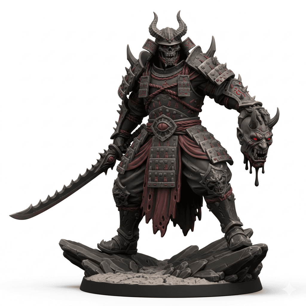Demon Samurai Oni Head Detailed STL Design 3d model