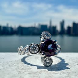 Helix Band Ring with Prong Set Round Center & Bezel Accents 3d model