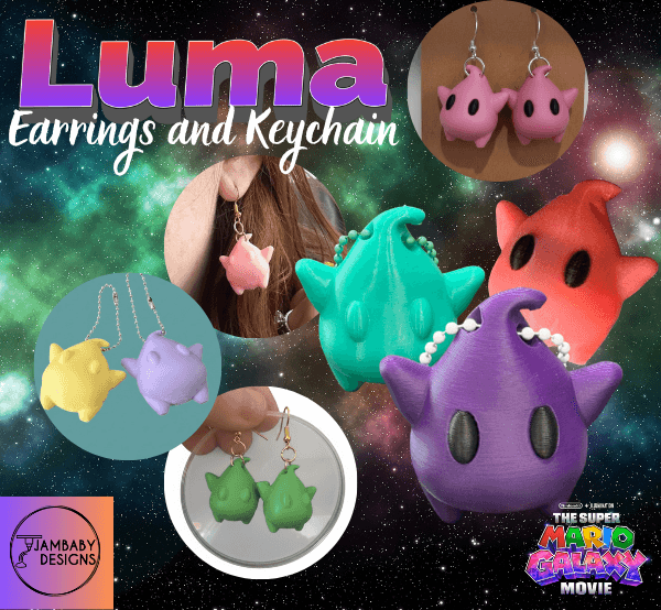 Luma (Super Mario Galaxy Movie) Earrings and Keychain 3d model
