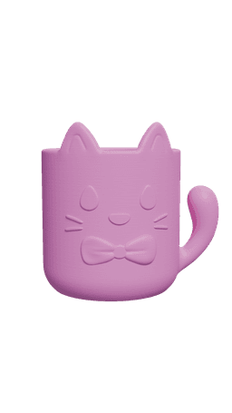 Cute Cat Pot 3d model