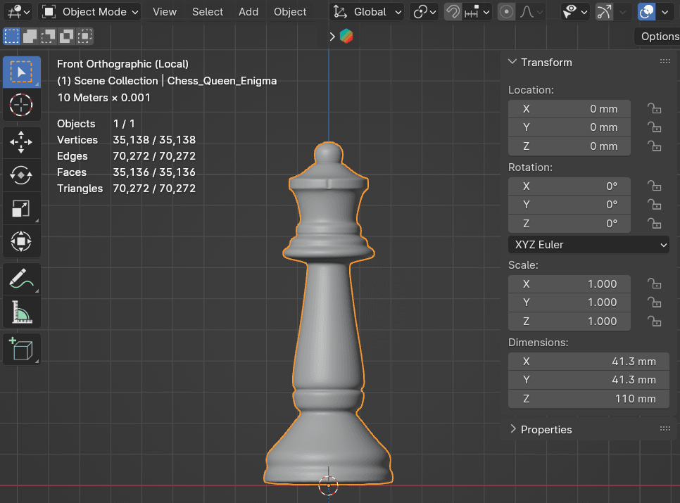 Chess Queen Ornament 3d model