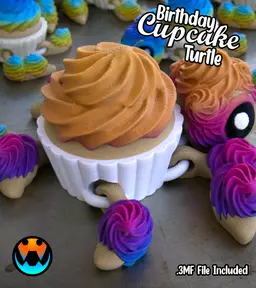 Birthday Cupcake Turtle 3d model