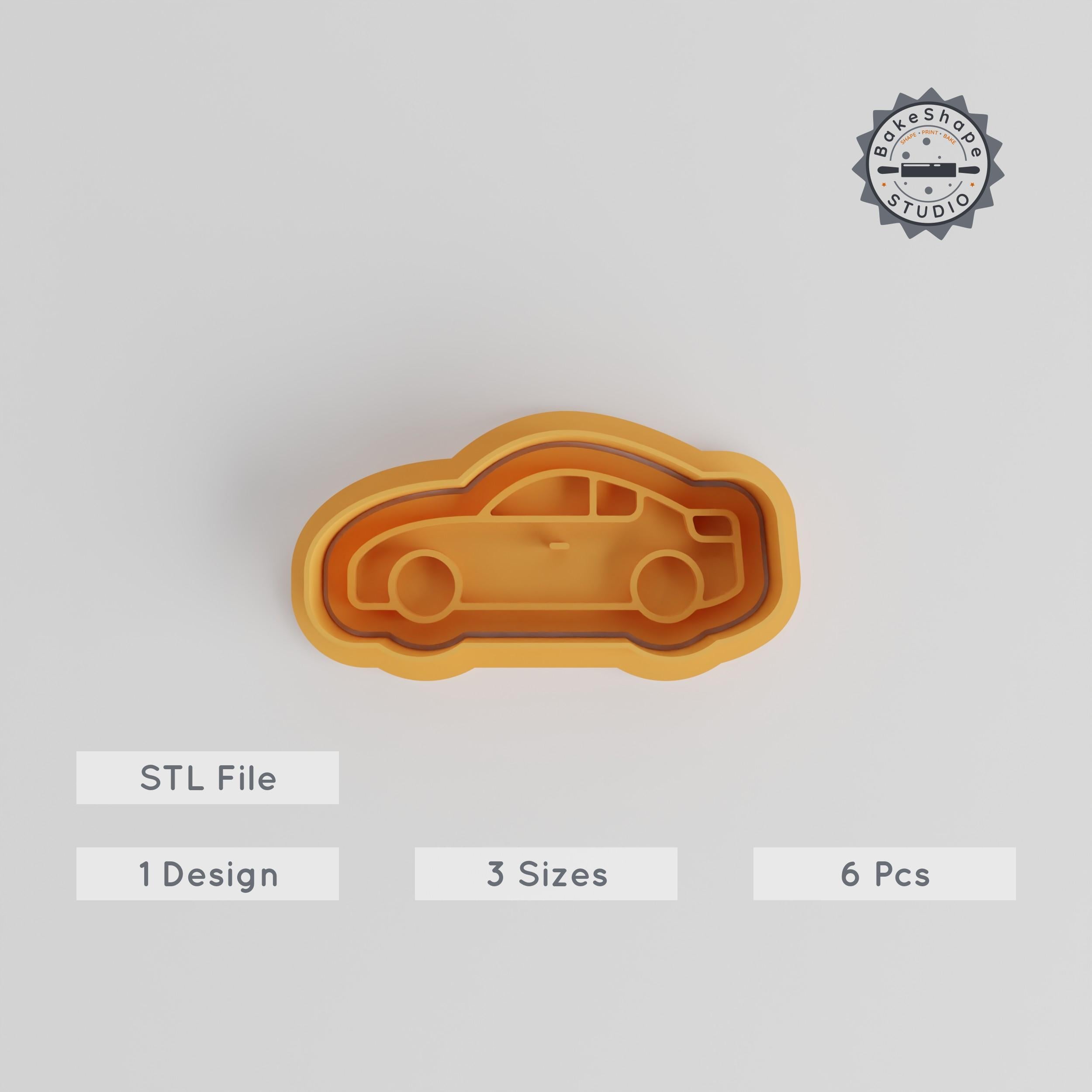 Super Car Shape Cutter & Stamp, for Cookies or Fondant, 3 Sizes S/M/L, 6-Piece Fast Vehicle Super Car Set PRODUCT_3277 3d model