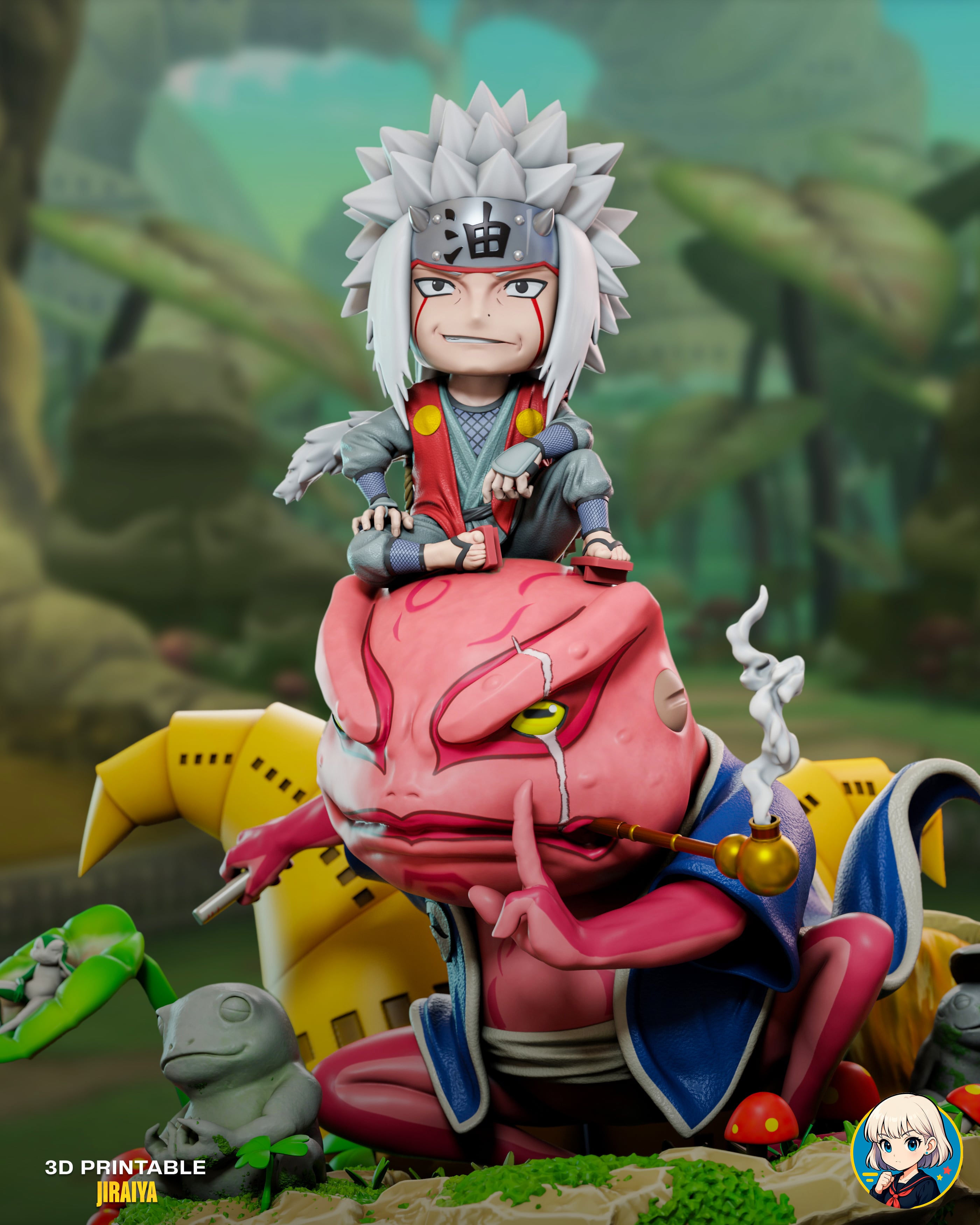 Jiraya Naruto Chibi - Premium Collectible 3d model