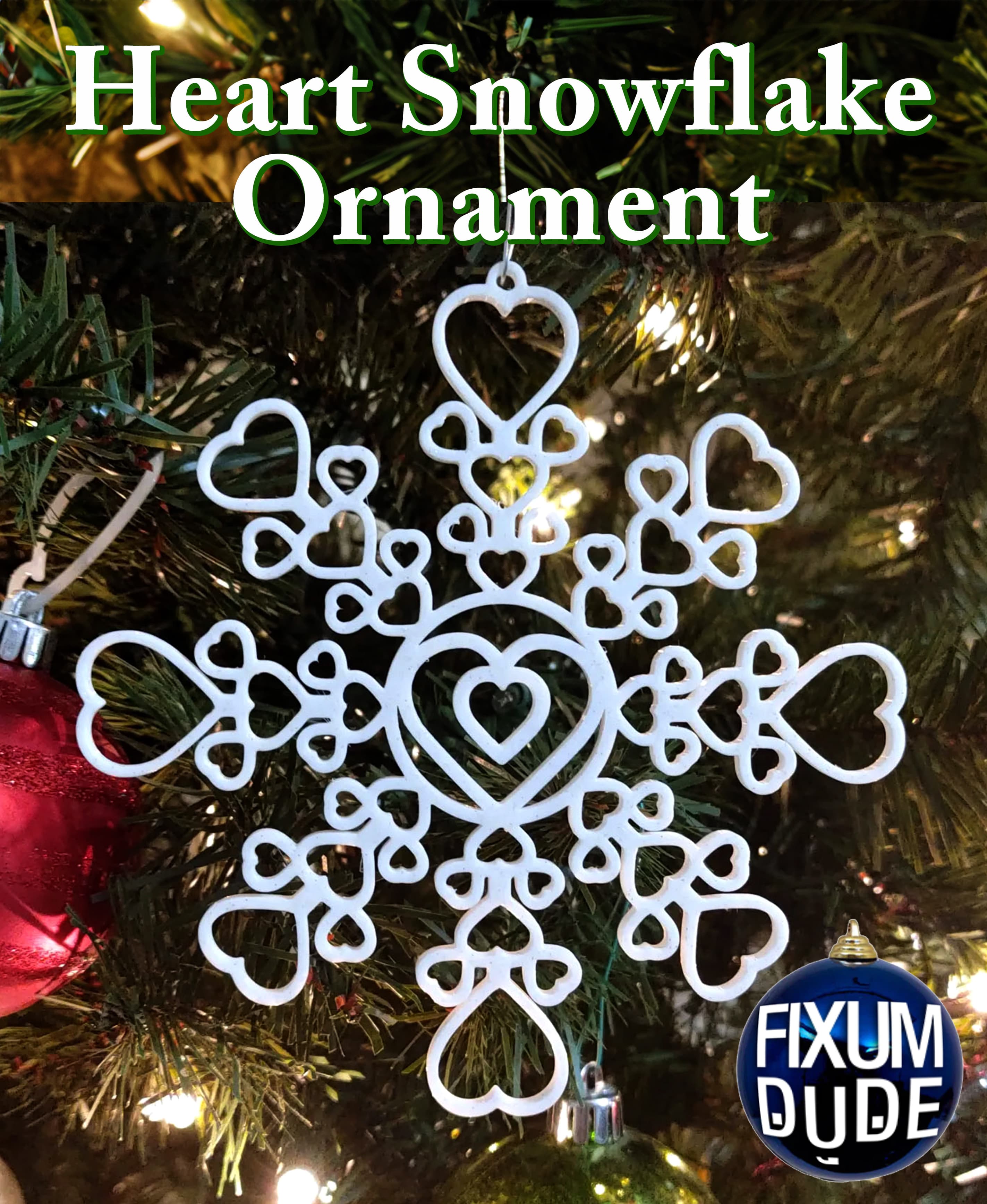 Heart Snowflake Ornament 3d model