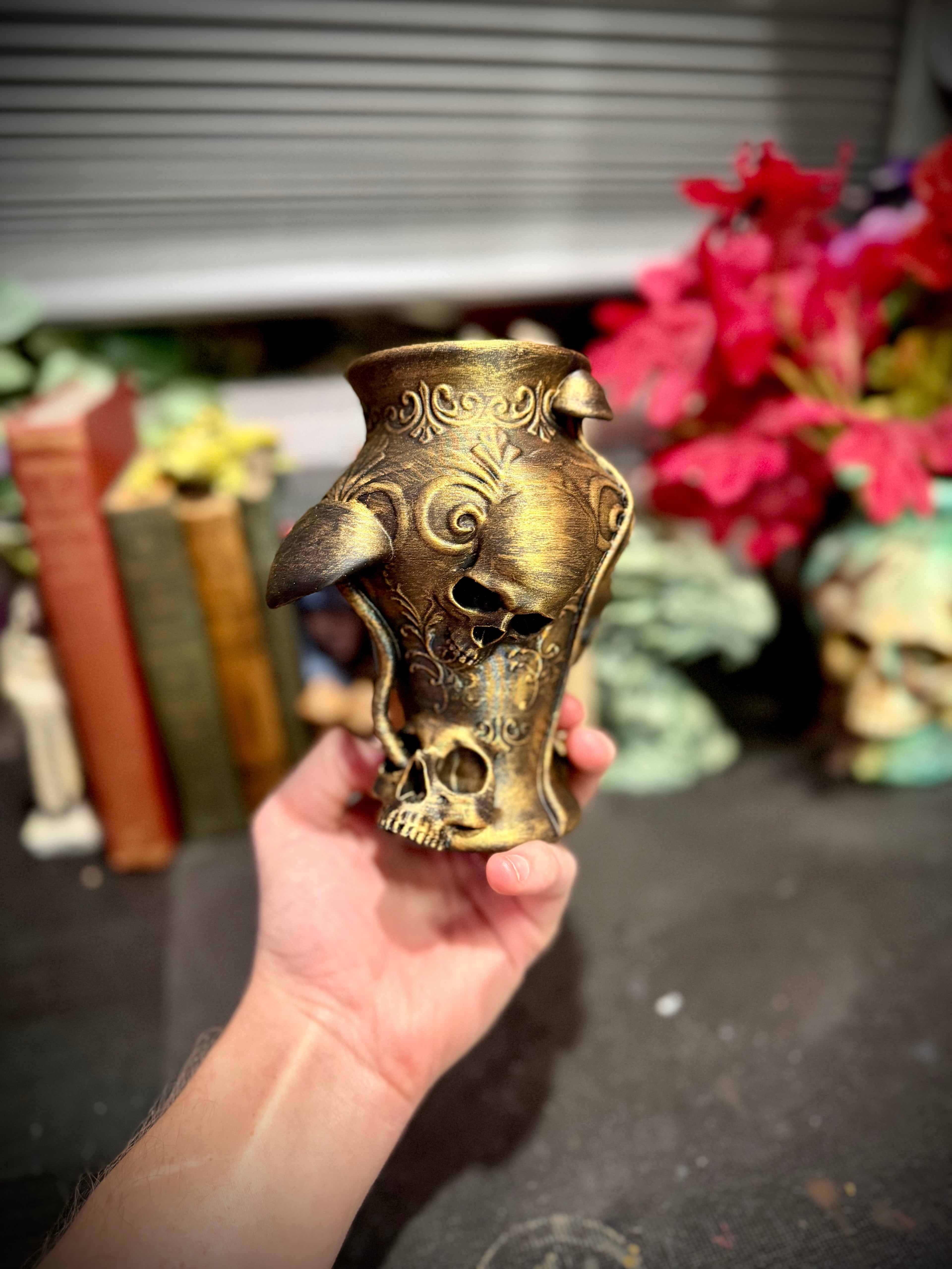 Gothic mushroom skull vase 3d model