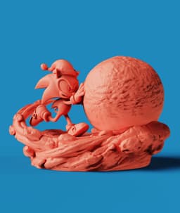 Santa Sonic Snowball Diorama | Sonic the Hedgehog Winter Statue | Holiday Fan Art | Multi-Color 3d model