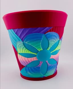 Carved Patchwork 8 Petal Pot 3d model