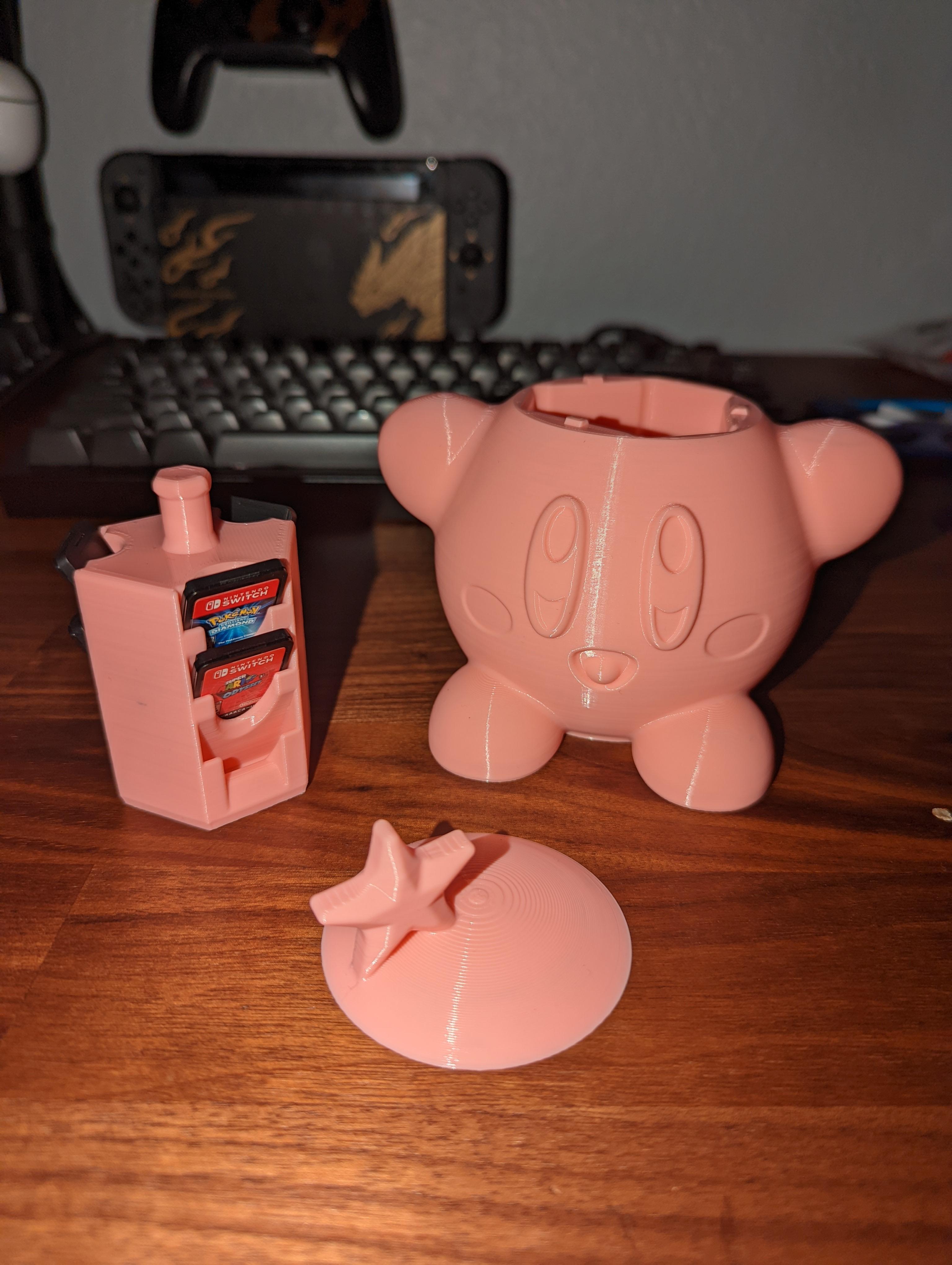 Kirby Switch Cartridge Holder - Cute Nintendo Figure! - I'm new to 3D Printing and this came out great! I plan on painting. - 3d model