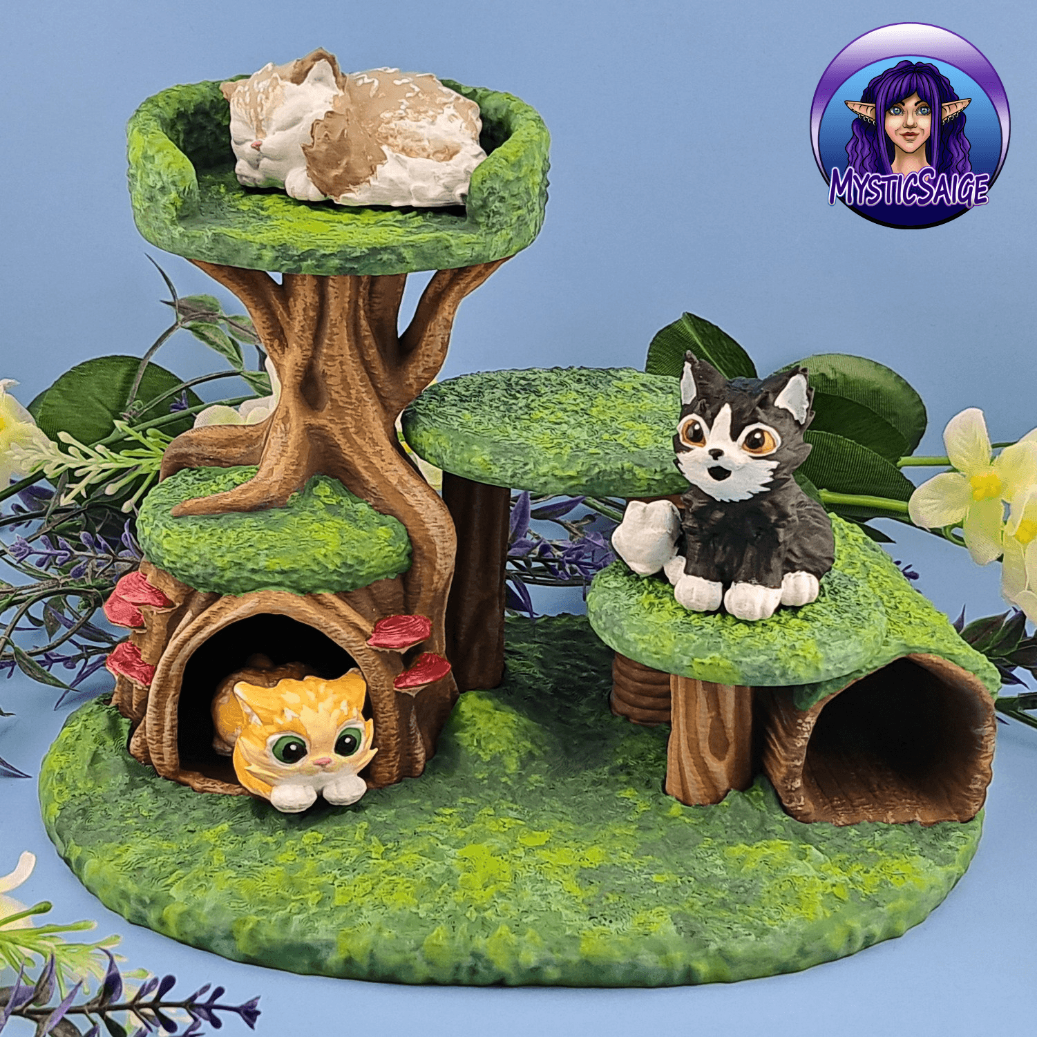 Cats and Treehouse Playset 3d model