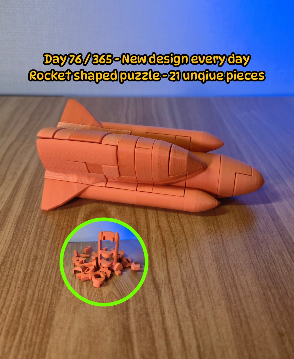 Rocket Puzzle – 21 Piece Interlocking Model 3d model