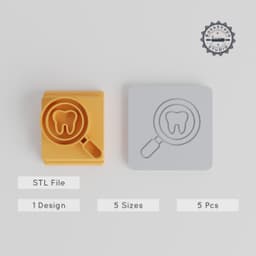 Magnify Glass Stamp Tile Set, 5 Motif Sizes 20-40mm, Ideal for Clay & Cookies PRODUCT_2387 3d model